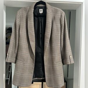 Anne Klein Plaid 3/4 Sleeve Blazer - XL